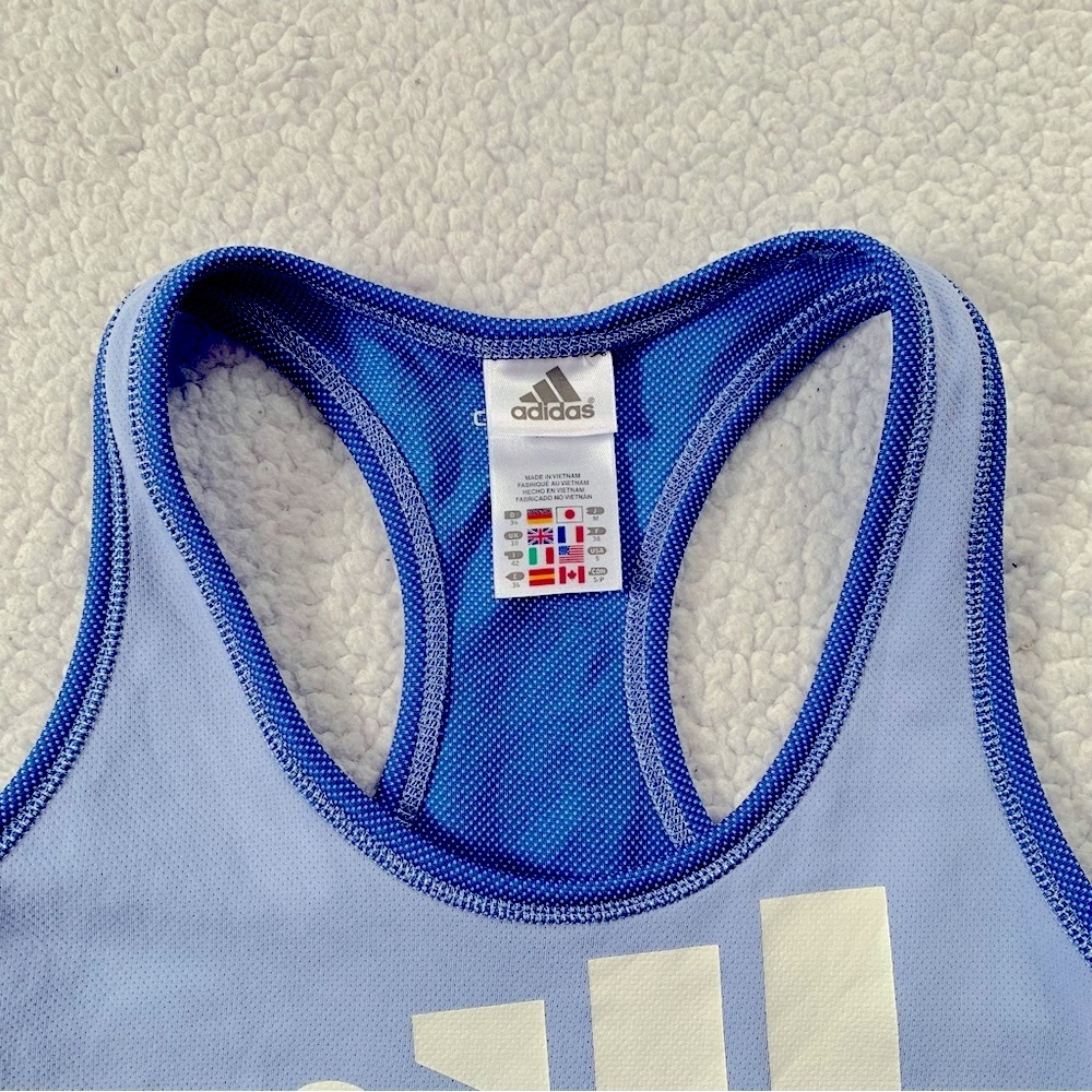 Adidas Light Blue Racerback Tank with White Logo - Picture 6 of 6